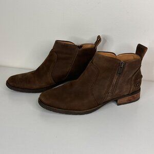 Ugg Aureo II Waterproof Brown Leather Zip Ankle Boots Womens Size 7.5